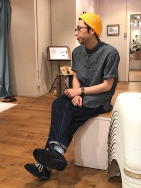 「SEIKO 5（セイコーファイブ）のアイテム」を使った、D_MALL 京都さん（メンズ・165cm）の夏コーディネート