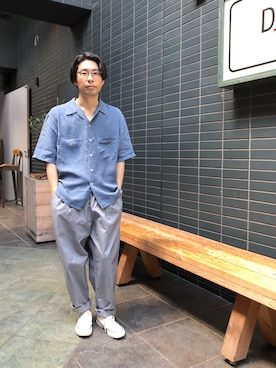 「RINEN（リネン）のアイテム」を使った、D_MALL 京都さん（メンズ・165cm）の春コーディネート