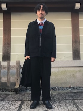 「MANUAL ALPHABET（マニュアル アルファベット）のアイテム（ジャケット/アウター）」を使った、D_MALL 京都さん（メンズ・174cm）の冬コーディネート