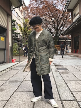 「D.M.G.（ドミンゴ）のアイテム（その他アウター）」を使った、D_MALL 京都さん（メンズ・165cm）の冬コーディネート