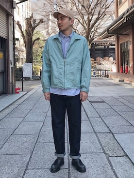 「MANUAL ALPHABET（マニュアル アルファベット）のアイテム（ジャケット/アウター）」を使った、D_MALL 京都さん（メンズ・174cm）の春コーディネート