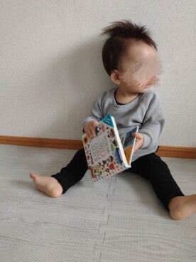 「ワッフルクルーネックＴ」｜「アイテム（レギンス/スパッツ）」を使った、KAHOさん（キッズ・70cm）の秋コーディネート