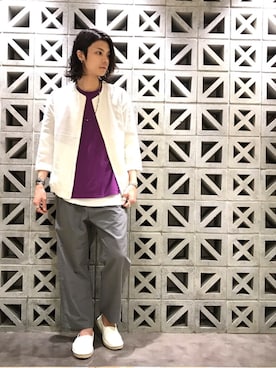 「RAGEBLUE（レイジブルー）のアイテム（その他シューズ）」を使った、鈴木隆文さん（メンズ・178cm）の春コーディネート