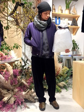「RAGEBLUE（レイジブルー）のアイテム（MA-1）」を使った、鈴木隆文さん（メンズ・178cm）の冬コーディネート