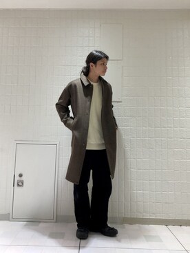 「RAGEBLUE（レイジブルー）のアイテム（ステンカラーコート）」を使った、鈴木隆文さん（メンズ・178cm）の冬コーディネート