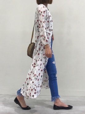 「ガウン」｜「アイテム（バレエシューズ）」を使った、ayaさん（レディース・161cm）の春コーディネート