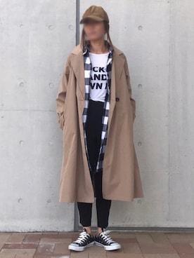 「ギンガムチェックシャツ」｜ayaさん（レディース・161cm）の春コーディネート