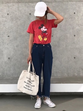 「H&M（エイチ・アンド・エム）のアイテム（帽子、ホワイト系）」を使った、ayaさん（レディース・161cm）の春コーディネート