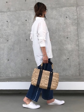 「スキッパーシャツ」｜「アイテム（アクセサリー）」を使った、ayaさん（レディース・161cm）の春コーディネート