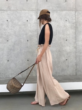 「アイテム（かごバッグ）」を使った、ayaさん（レディース・161cm）の春コーディネート