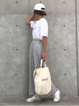 「H&M（エイチ・アンド・エム）のアイテム（帽子、ホワイト系）」を使った、ayaさん（レディース・161cm）の夏コーディネート