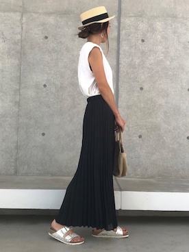 「タックイン」｜ayaさん（レディース・161cm）の夏コーディネート