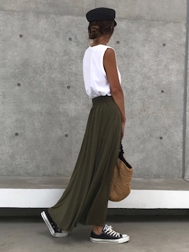 「アイテム（キャスケット）」を使った、ayaさん（レディース・161cm）の夏コーディネート