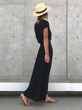 「アイテム（アクセサリー、グリーン系）」を使った、ayaさん（レディース・161cm）の夏コーディネート