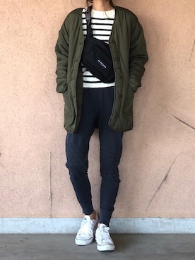 「キルティングコート」｜ayaさん（レディース・161cm）の冬コーディネート