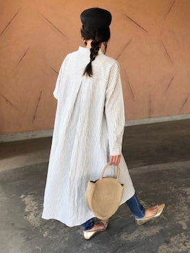 「スキッパーシャツ」｜「アイテム（アクセサリー）」を使った、ayaさん（レディース・161cm）の春コーディネート