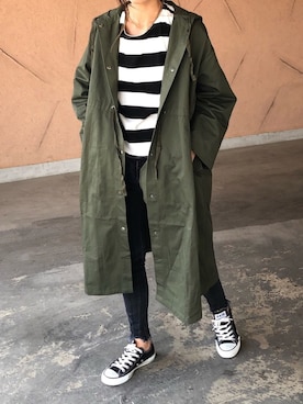 「カーキアウター」｜ayaさん（レディース・161cm）の春コーディネート