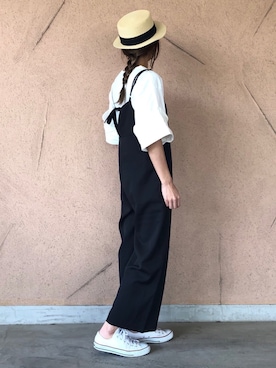 「平成最後のWEARISTAセンバツ」｜「アイテム（つなぎ/オールインワン）」を使った、ayaさん（レディース・161cm）の春コーディネート