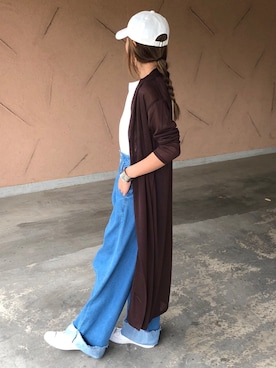 「ロングカーディガン」｜ayaさん（レディース・161cm）の春コーディネート