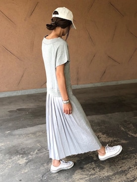 「14+（イチヨンプラス）のアイテム（キャップ）」を使った、ayaさん（レディース・161cm）の夏コーディネート