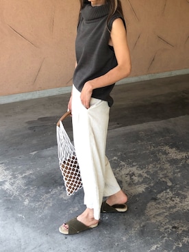 「アイテム（サンダル、グリーン系）」を使った、ayaさん（レディース・161cm）の夏コーディネート