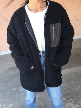 「ハイウエストストレートジーンズ」｜「アイテム（その他アウター）」を使った、ayaさん（レディース・161cm）の秋コーディネート