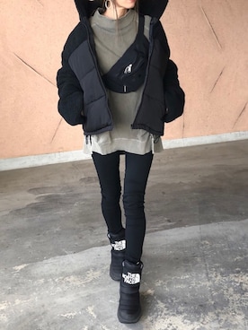 「アイテム（ボディバッグ/ウエストポーチ）」を使った、ayaさん（レディース・161cm）の冬コーディネート