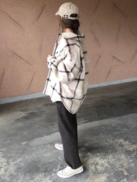 「リブニットパンツ」｜「アイテム（パンツ）」を使った、ayaさん（レディース・161cm）の冬コーディネート