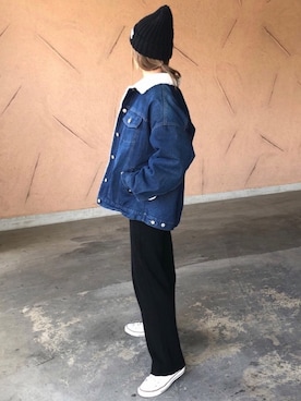 「アイテム（デニムジャケット、その他）」を使った、ayaさん（レディース・161cm）の冬コーディネート