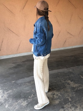 「アイテム（デニムジャケット、その他）」を使った、ayaさん（レディース・161cm）の冬コーディネート