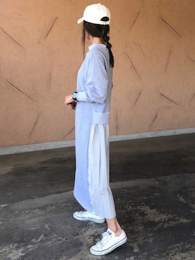 「14+（イチヨンプラス）のアイテム（キャップ）」を使った、ayaさん（レディース・161cm）の春コーディネート