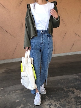 「アイテム（トートバッグ、その他）」を使った、ayaさん（レディース・161cm）の春コーディネート