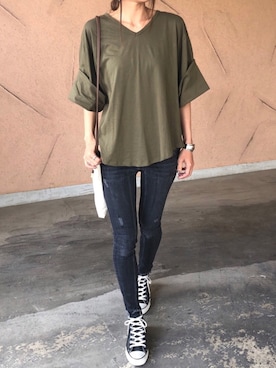 「コンバース ハイカット」｜ayaさん（レディース・161cm）の春コーディネート