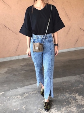 「ハイウエストデニム」｜ayaさん（レディース・161cm）の春コーディネート