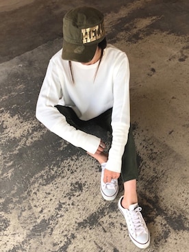 「カーキパンツ」｜ayaさん（レディース・161cm）の春コーディネート