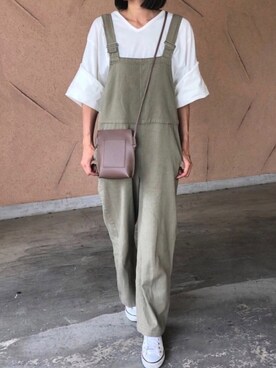 「ピスタチオ」｜「アイテム（サロペット/オーバーオール）」を使った、ayaさん（レディース・161cm）の春コーディネート