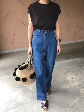 「ハイウエストデニム」｜ayaさん（レディース・161cm）の夏コーディネート