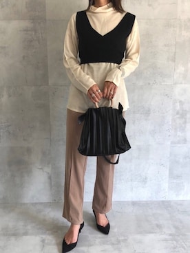 「ニットビスチェ」｜ayaさん（レディース・161cm）の秋コーディネート