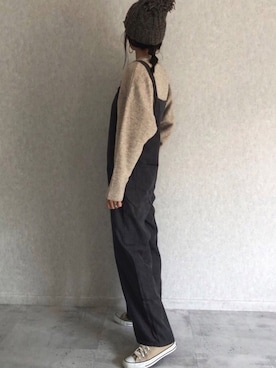 「copine（コピン）のアイテム（サロペット/オーバーオール）」を使った、ayaさん（レディース・161cm）の秋コーディネート