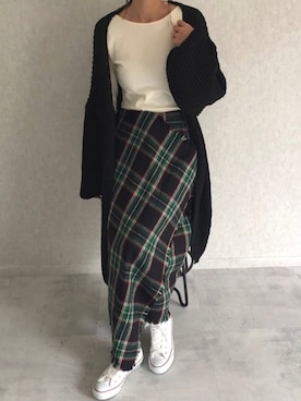 「アイテム（カーディガン/ボレロ、その他）」を使った、ayaさん（レディース・161cm）の秋コーディネート