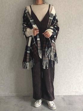 「copine（コピン）のアイテム（サロペット/オーバーオール）」を使った、ayaさん（レディース・161cm）の秋コーディネート