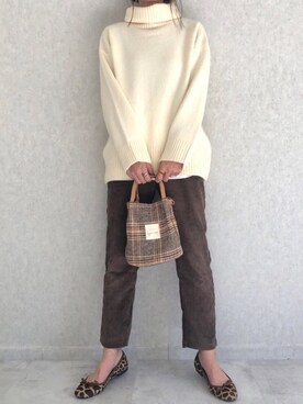 「タートルネック」｜「アイテム（アンダーウェア）」を使った、ayaさん（レディース・161cm）の秋コーディネート