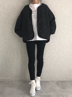 「CONVERSE（コンバース）のALL STAR HI（スニーカー）」を使った、ayaさん（レディース・161cm）の冬コーディネート