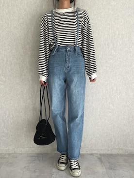 「copine（コピン）のアイテム（サロペット/オーバーオール）」を使った、ayaさん（レディース・161cm）の冬コーディネート