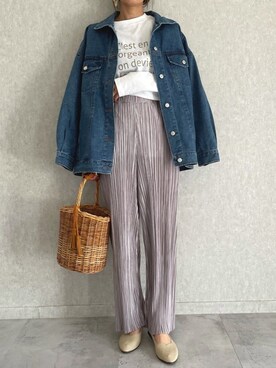「春めきシューズ」｜「アイテム（デニムジャケット）」を使った、ayaさん（レディース・161cm）の春コーディネート