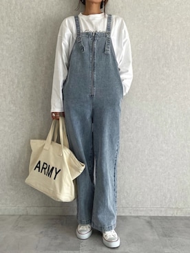 「copine（コピン）のアイテム（サロペット/オーバーオール）」を使った、ayaさん（レディース・161cm）の春コーディネート