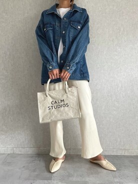 「ペーパーバッグ」｜「アイテム（デニムジャケット）」を使った、ayaさん（レディース・161cm）の春コーディネート