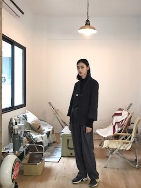 「NIKE（ナイキ）のアイテム（シューズ、ブラック系）」を使った、QueenCさん（レディース・177cm）の春コーディネート