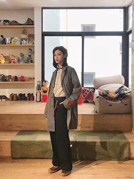 「ROARINGWILDのアイテム（ジャケット/アウター）」を使った、QueenCさん（レディース・177cm）の春コーディネート