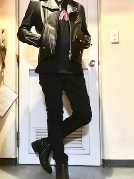 「jackrose」｜「アイテム（ライダースジャケット）」を使った、Sさん（メンズ・180cm）の秋コーディネート